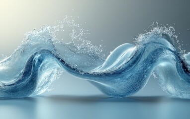 Flowing Blue Liquid Wave Background 3D Rendering Smooth Curvy Design