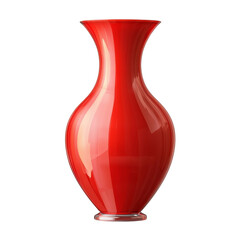 Aufkleber - The image showcases a sleek red glass vase with a glossy finish and a curved body on a black background.
