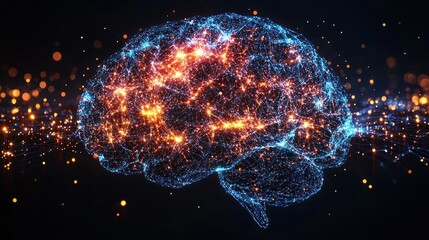 Wall Mural - luminous brain neural network: abstract representation of intelligence and consciousness