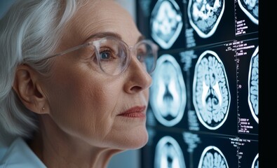 Aufkleber - Precision Neuroimaging Advanced Brain Scans in High-Tech Healthcare Senior Care Innovations and Diagnostic Accuracy for Cognitive Wellness