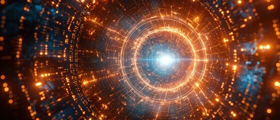 Wall Mural - luminous energy field: abstract digital art with swirling particles and glowing core