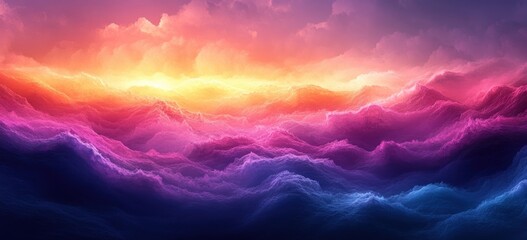 Poster - Gradient Background Abstract Color Transition Blue Purple Pink Orange Grainy Texture Retro Design