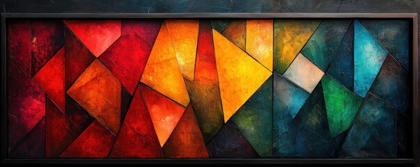 Poster - Iridescent Geometric Pattern Abstraction with Triangles and Soft Lighting