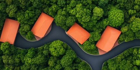 Poster - Eco-Friendly Urban Planning Drone Survey of Residential Area with Lush Greenery and Sustainable Design for Smart City Development