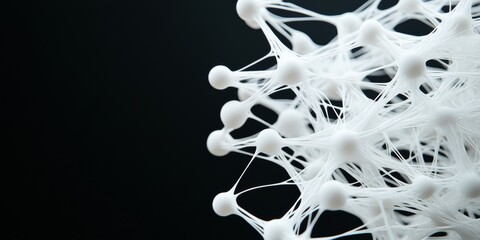 Fototapete - Futuristic Neural Connectivity Visualization Sleek White Nodes and Mesh on Black - Strategic Networking Framework for Tech Innovation and Data Management Solutions