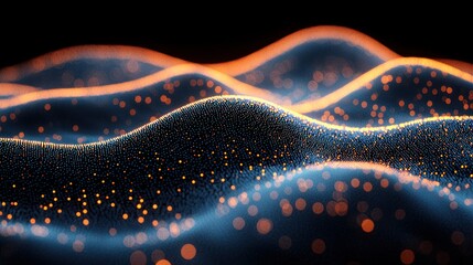 Wall Mural - luminous particle waves: an abstract digital illustration