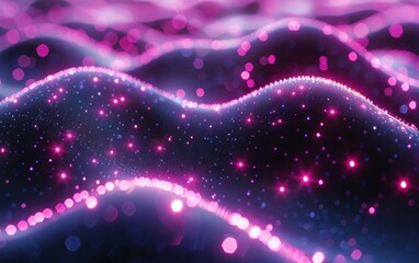Wall Mural - luminous pink and purple particle waves abstract background