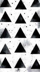 Wall Mural - A repeating triangle pattern in various sizes, all in black on white.