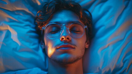 Wall Mural - Portrait of a young man asleep in a cozy setting