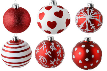 Wall Mural - [Transparent Background PNG]Assortment of Festive Red and White Christmas Ornaments