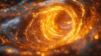 Wall Mural - Luminous Swirling Vortex of Golden and Silver Particles: An Abstract Cosmic Background