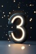 © Kassiopeia  - A radiant number three glows softly, encircled by ethereal stars and gentle light. Set against a dark background, it creates a magical ambiance perfect for text inclusion