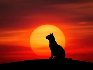 Naklejka na meble Silhouette of a dog against a sunset backdrop