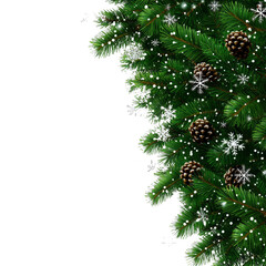 Wall Mural - [transparent background png]christmas fir branches with snowflakes and pine cones background
