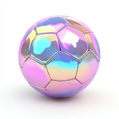 Rainbow Holographic Soccer Ball on White Background