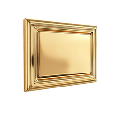Aufkleber - A three dimensional render of a golden rectangular frame with a blank central panel ideal for design purposes.