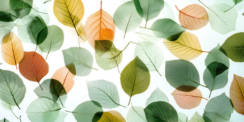 Wall Mural - translucent leaves: a delicate and ethereal arrangement of translucent leaves, showcasing vibrant hu