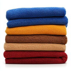 Canvas Print - A vibrant pile of neatly folded clothes in various colors and textures, isolated on a white background. High Quality