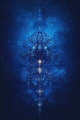 Wall Mural - mystical blue and gold geometric pattern abstract artwork