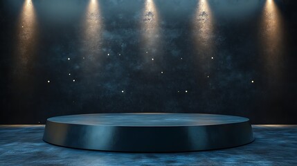 Wall Mural - Dark Moody Studio Stage with Circular Platform and Spotlights