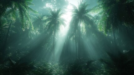 Canvas Print - mystical forest illuminated by sunbeams: a serene and dreamy atmosphere