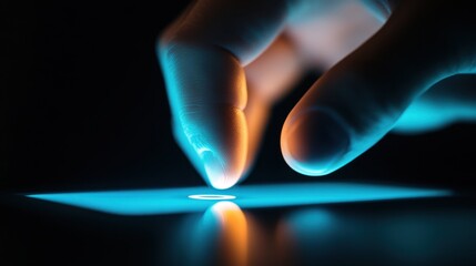 Wall Mural - glowing touch interaction on futuristic screen with vibrant colors