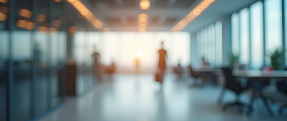 Wall Mural - blurred empty open space office. abstract light bokeh at office interior background for design