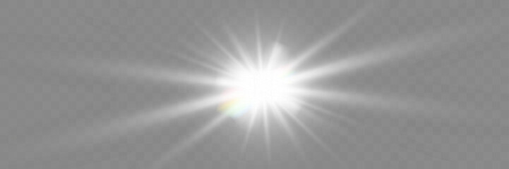 Wall Mural - bright glowing light burst with soft edges and subtle rays on a transparent background, suitable for