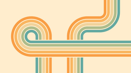 Wall Mural - abstract background of rainbow groovy wavy line design in 1970s hippie retro style. vector pattern r