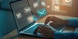 © kwanchaift - Businessman hands using Laptop typing on keyboard and surfing the internet on office table with email icon, email marketing concept, send e-mail or news letter, online wo