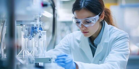 Leinwandbilder - A scientist in a lab exploring new materials for energy storage, showcasing ongoing research in innovative battery technology