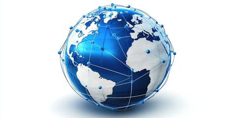 Aufkleber - A globe with interconnected communication lines, symbolizing the global reach and instant connections facilitated by online communication