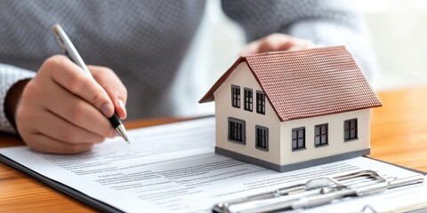 Leinwandbilder - A person with a policy document, understanding the terms and conditions of property insurance to ensure adequate protection