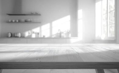 Wall Mural - Empty wooden table in front of blurred background. For product display