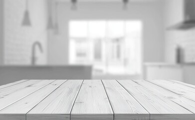 Wall Mural - Empty wooden table in front of blurred background. For product display