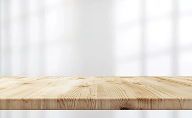 Wall Mural - Empty wooden table in front of blurred background. For product display