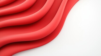 Wall Mural - smooth red waves on a clean white background for abstract design