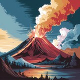 Explosive Volcano Eruption Illustration