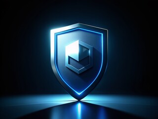 Dark Blue Shield with Javascript Code: Low-Light Vector Illustration