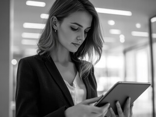 Wall Mural - Businesswoman Reviewing Tablet