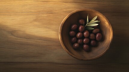 Canvas Print - Wooden Bowl with Olives