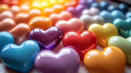 Colorful heart shapes collection studio photography vibrant close-up love and emotion concept