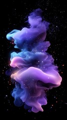 Wall Mural - magical swirling nebula with glowing purple and blue smoke against a starry cosmic background