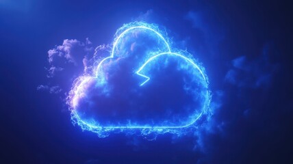 Sticker - dynamic cloud arrow illuminating blue energy digital abstract artwork virtual environment 3d viewpoi