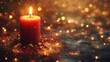© crazyass - Warm red advent candle glowing in soft light festive atmosphere decorative content cozy environment close-up view
