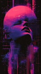 Wall Mural - a smooth ultraviolet gradient with holographic trading details.