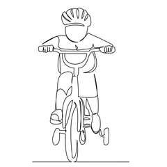 Wall Mural - One continuous single drawing line art flat doodle art, continuous, one line, bicycle, happy, ride, leisure. Isolated image hand draw contour on a white background
