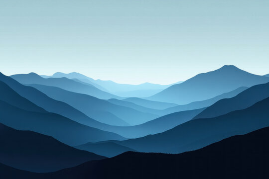 blue mountain landscape under clear blue sky.