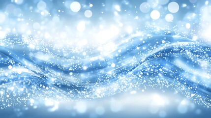Wall Mural - Abstract Blue Waves with Sparkling Lights