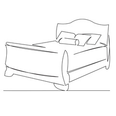 Wall Mural - One continuous single drawing line art flat doodle drawn, white background, continuous, bed, white. Isolated image hand draw contour on a white background
